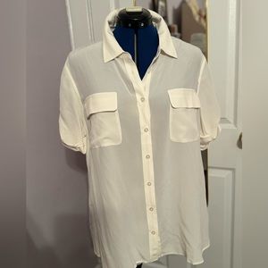 Orvis silk ivory short sleeve button down shirt.